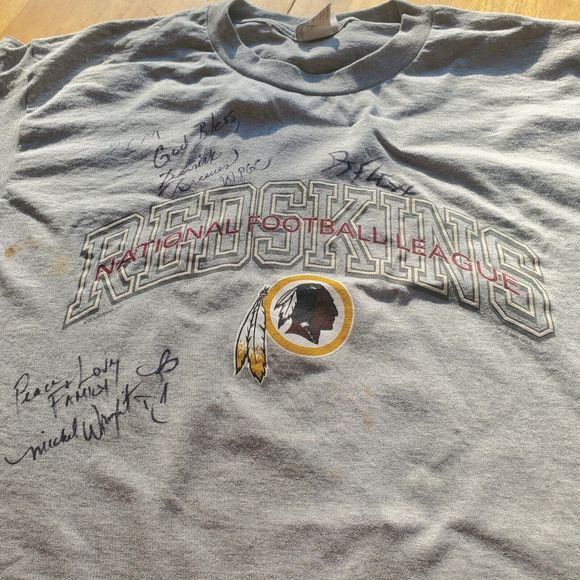 Washington Redskins NFL T Shirt Signed By DJ Flexx WPGC & 3 Other DJ Autographs